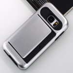 Wholesale Samsung Galaxy S7 Card Slots Hybrid Case (Silver)